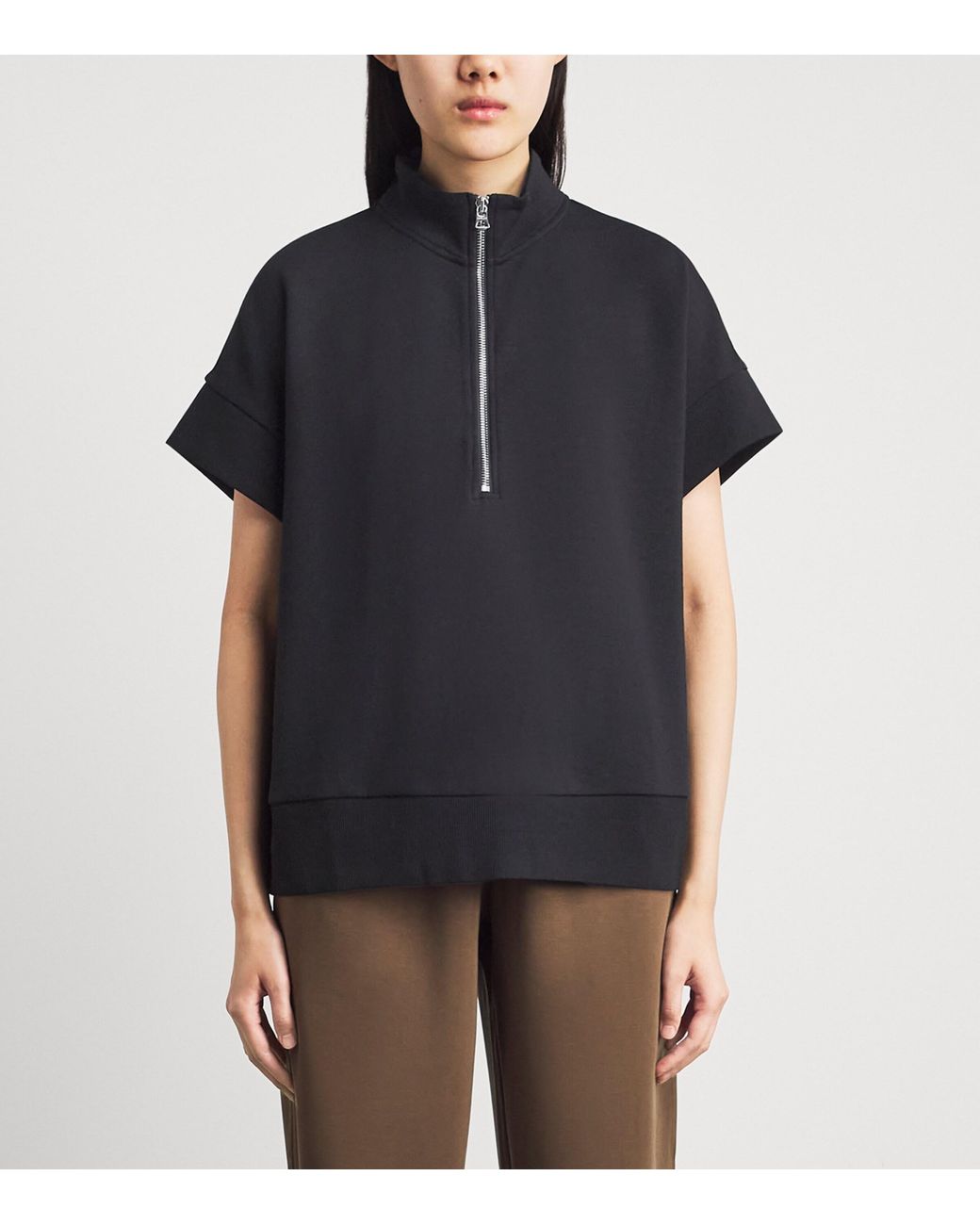 Varley Black Ritchie Short-Sleeve Half-Zip Sweatshirt