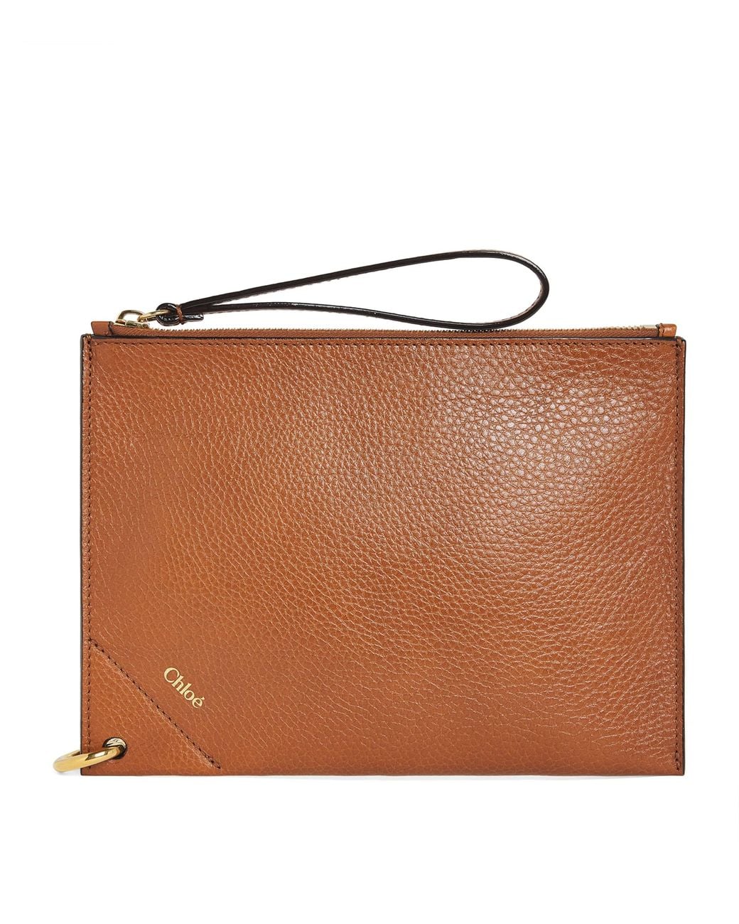 Chloé Brown Leather Spin Zipped Pouch