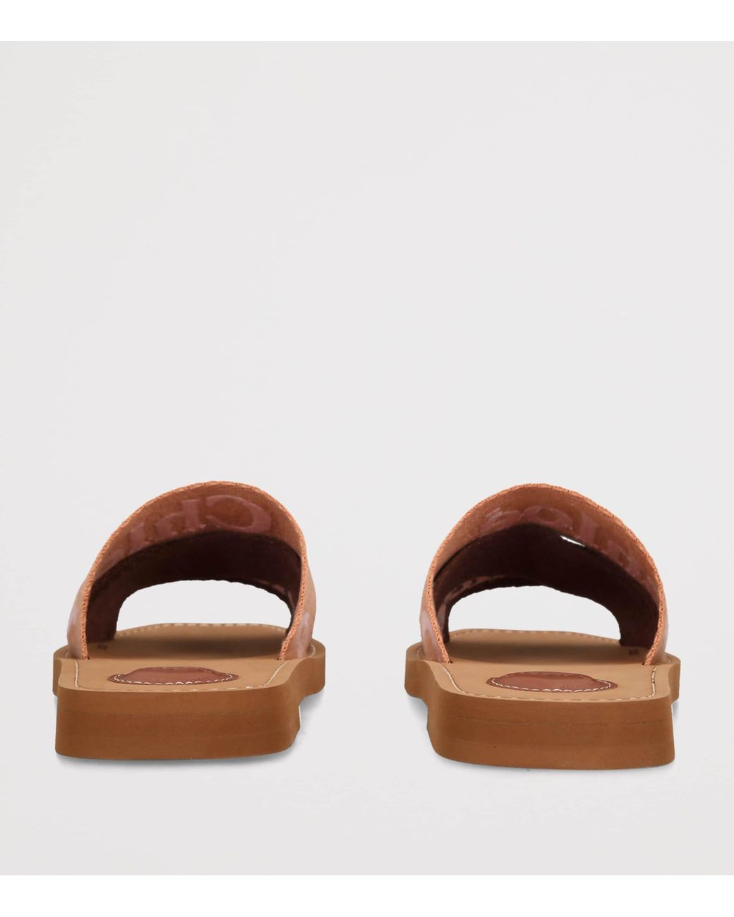 Chloé Brown Canvas Jacquard Woody Sandals