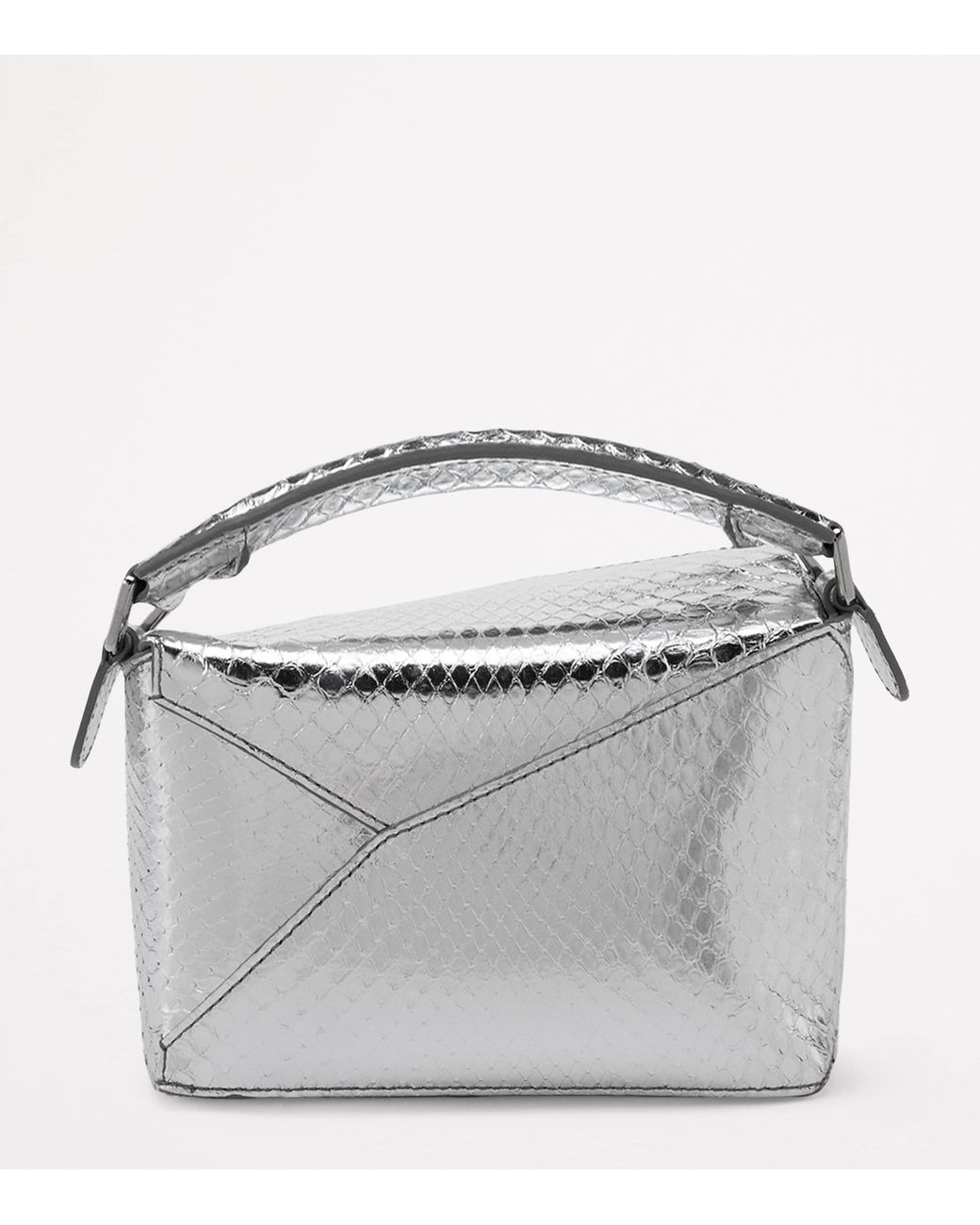 Loewe Metallic Exclusive Mini Python Skin Puzzle Edge Top-Handle Bag