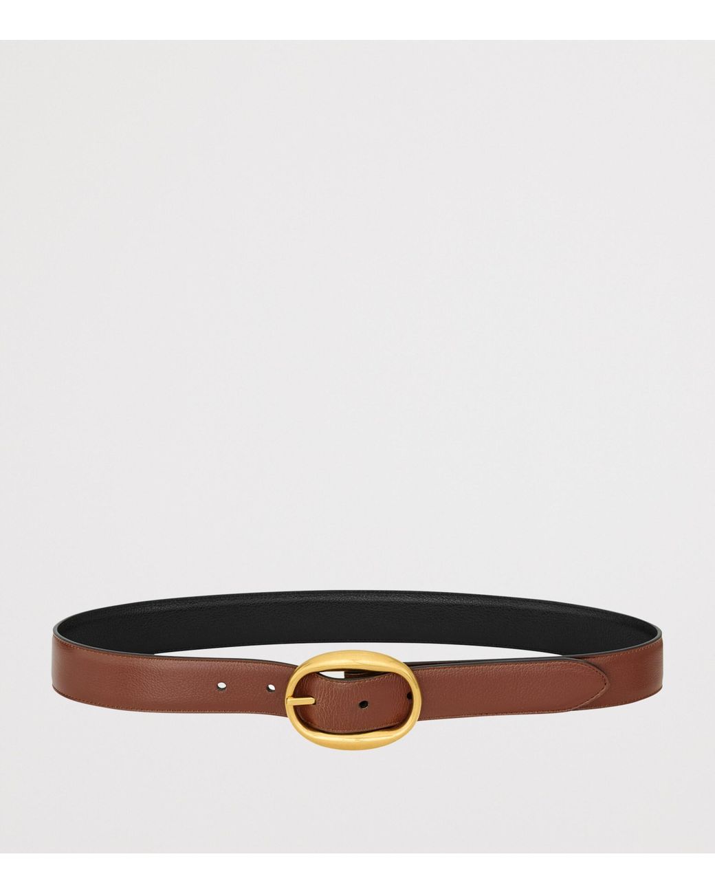 Saint Laurent Black Leather Reversible Oval-Buckle Belt