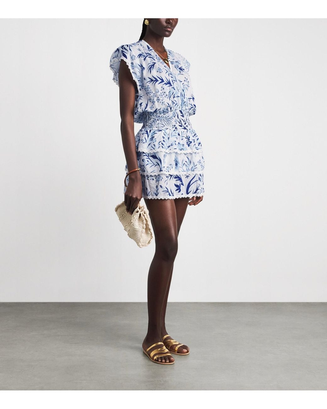 Melissa Odabash Blue Ruffle Jess Mini Dress