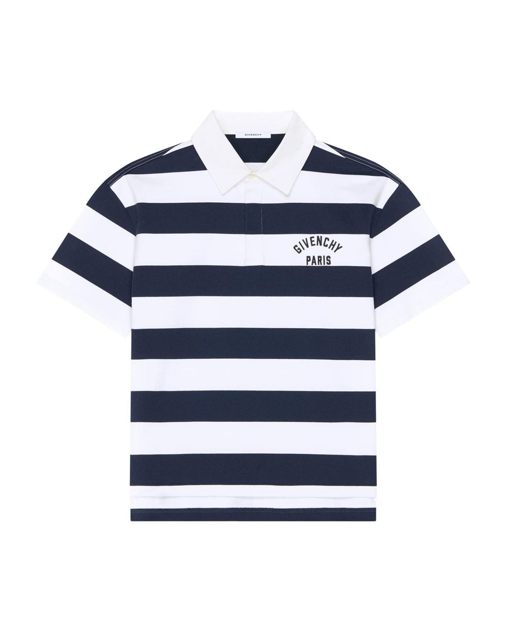 Givenchy Blue Cotton Stripe Embroidered Logo Polo Shirt for men