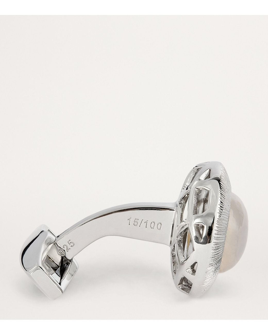 Tateossian Metallic Rhodium-Plated And Moonstone Graffiato Cufflink for men