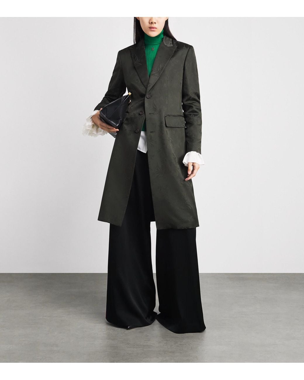Polo Ralph Lauren Black Floral Jacquard Longline Coat