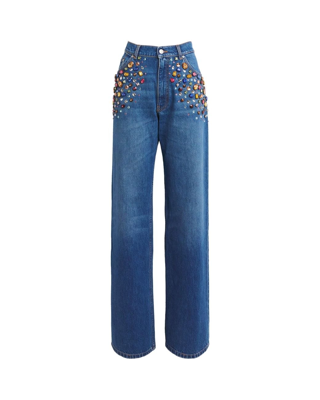 Stella McCartney Blue Embellished Straight Jeans