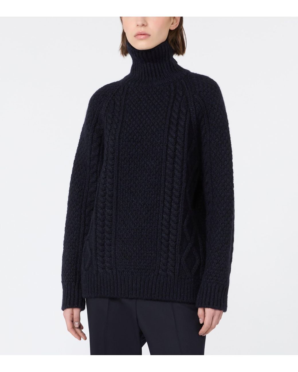 Weekend by Maxmara Blue Wool-Blend Rollneck Sweater