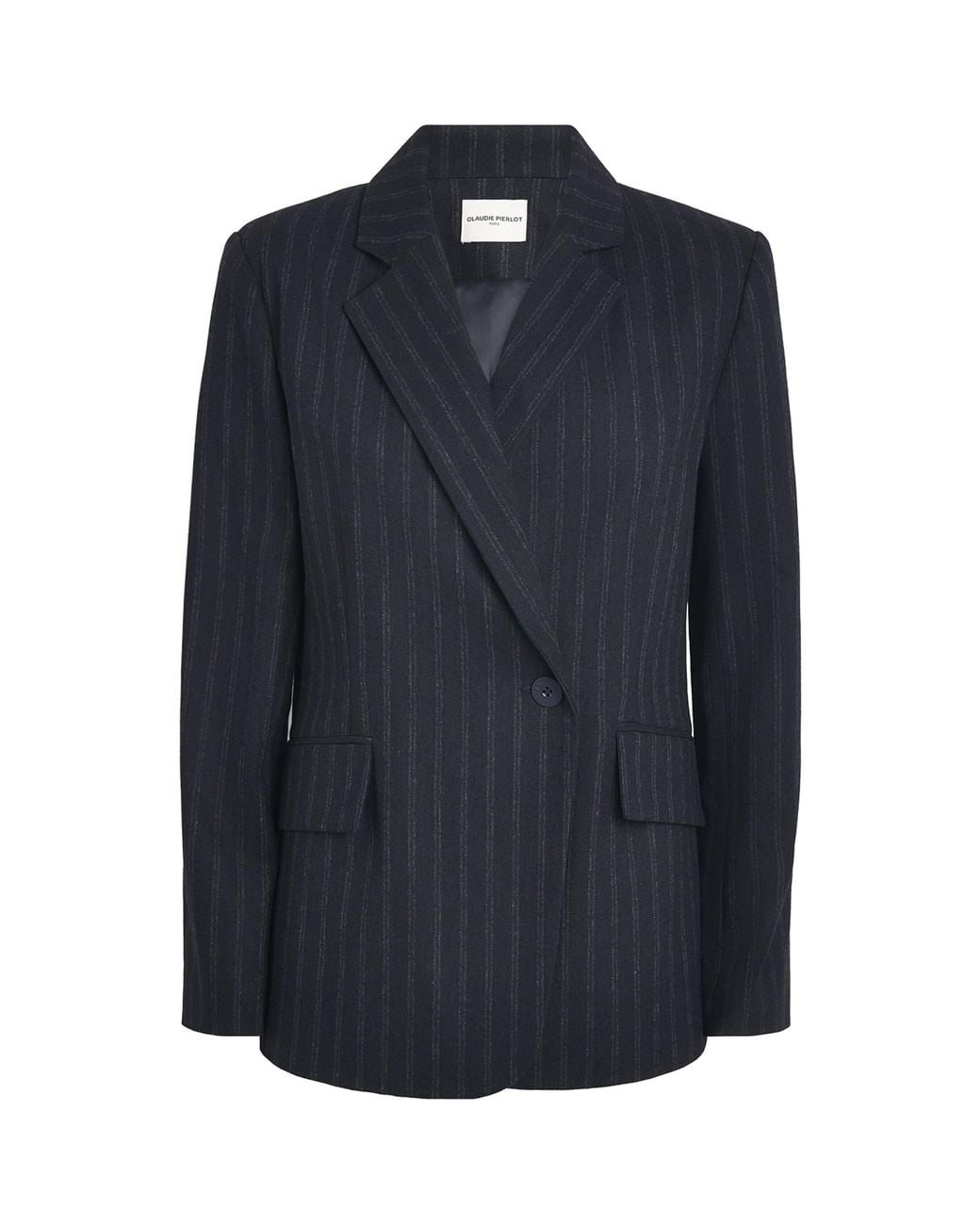 Claudie Pierlot Blue Wool Pinstripe Asymmetric Blazer