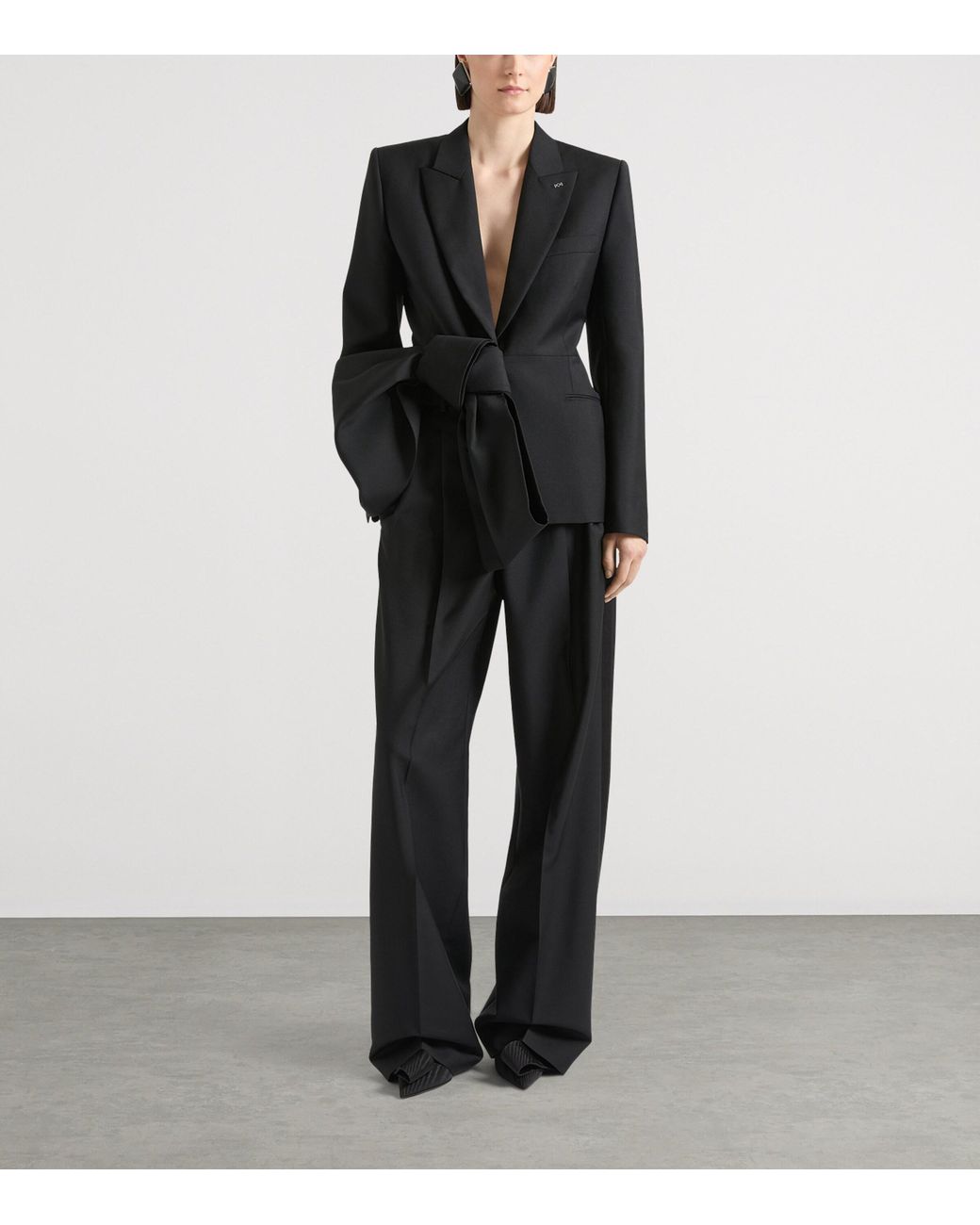 Givenchy Black Wool-Mohair Bow-Detail Blazer