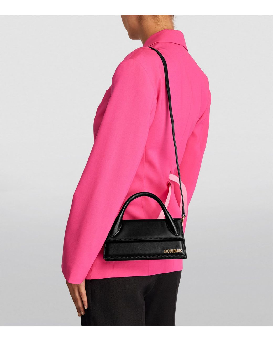 Jacquemus Black Leather Le Chiquito Long Top-Handle Bag