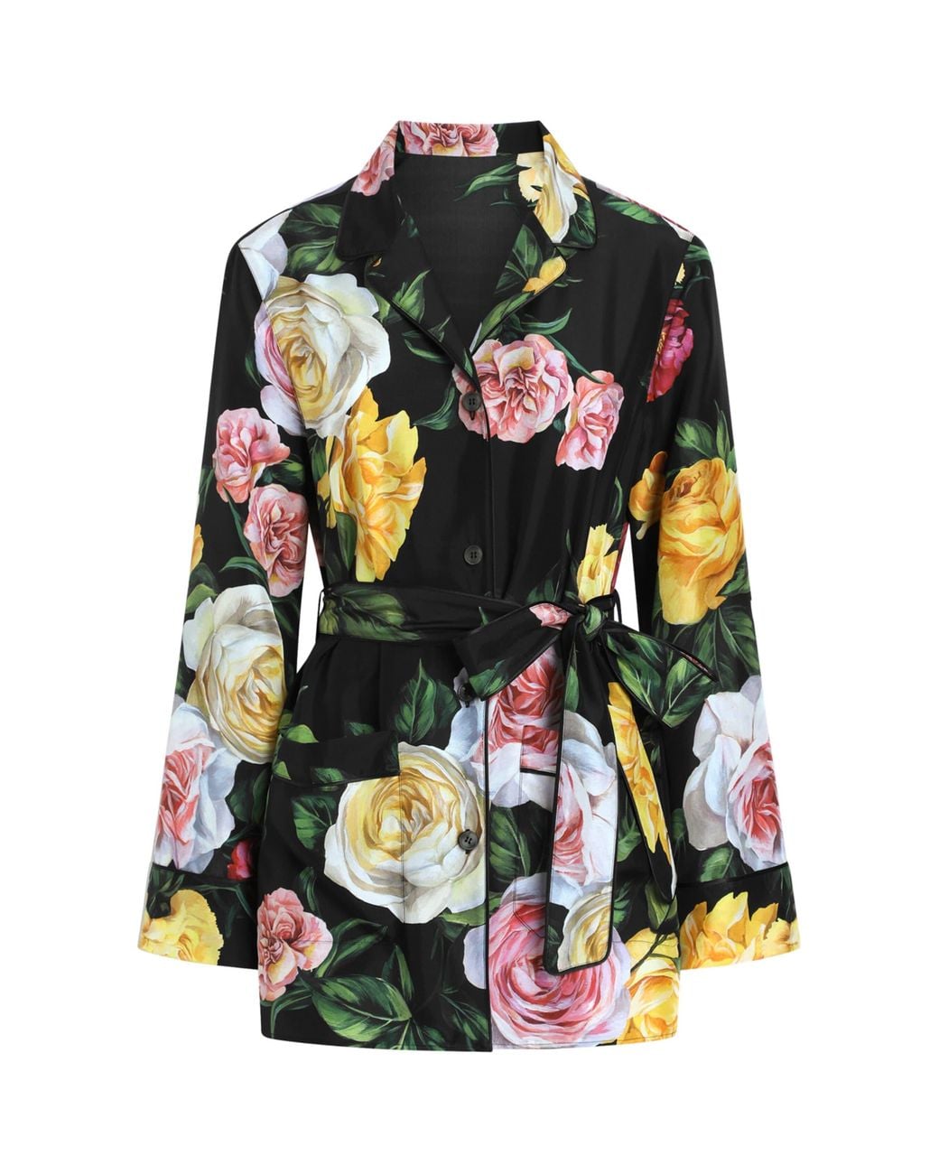 Dolce & Gabbana Black Silk Floral Shirt