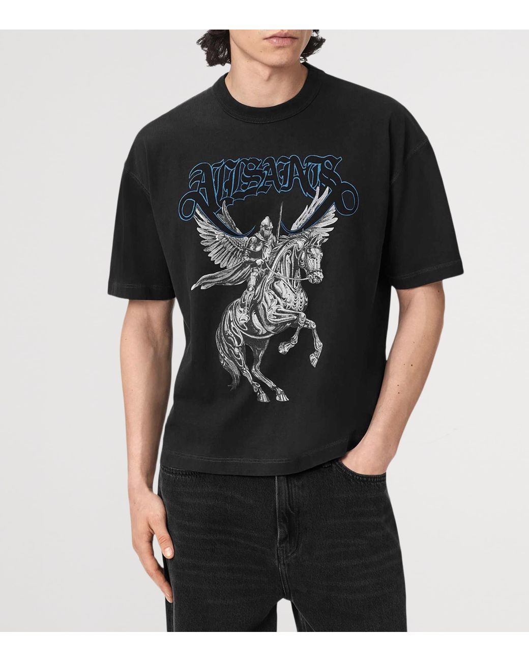 AllSaints Black Seraph Graphic T-Shirt for men