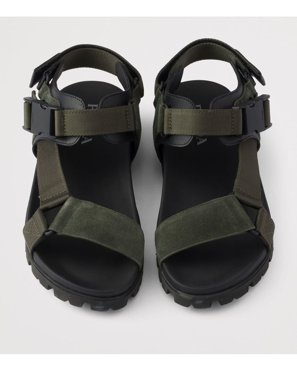 Prada Black Suede And Woven Tape Sandals for men
