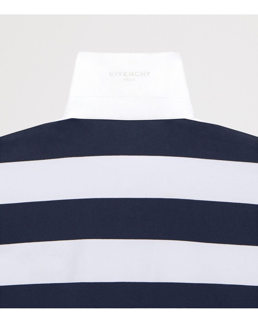 Givenchy Blue Cotton Stripe Embroidered Logo Polo Shirt for men