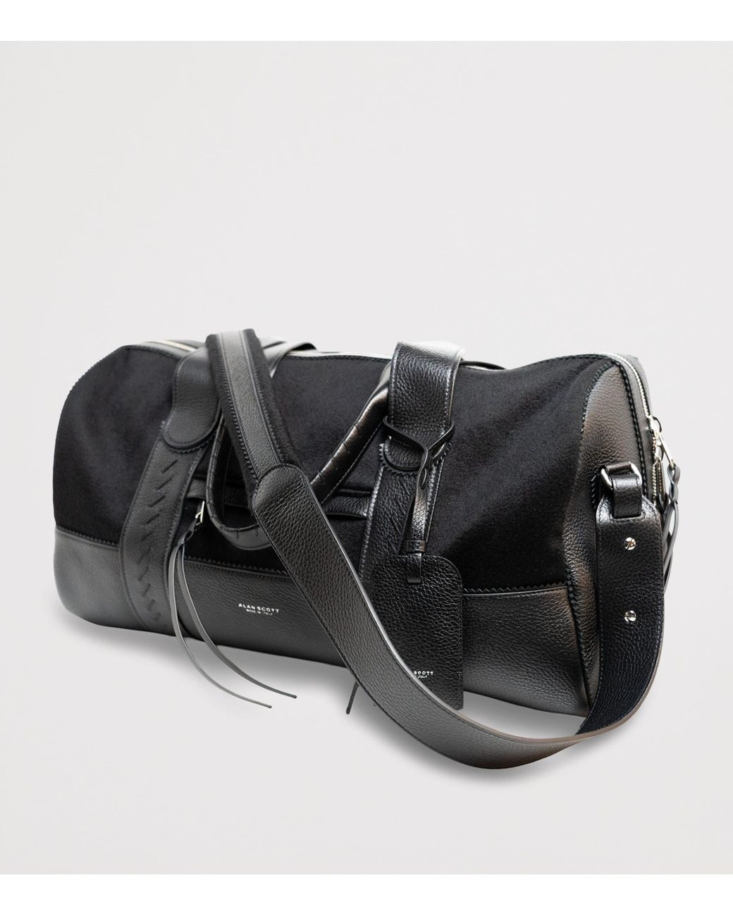 Alan Scott Black Deerskin Duffle Bag for men