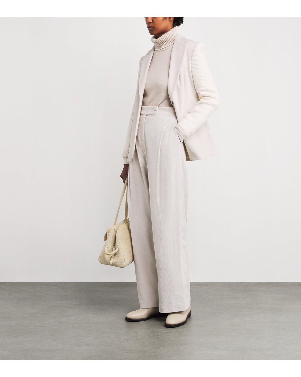 Eleventy White Cotton-Blend Corduroy Trousers