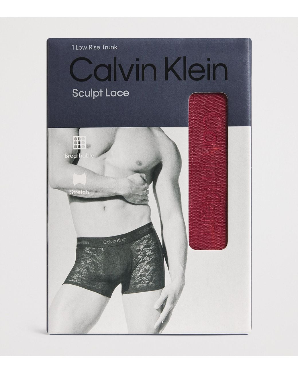 Calvin Klein Red Low-Rise Sculpt Lace Trunks for men