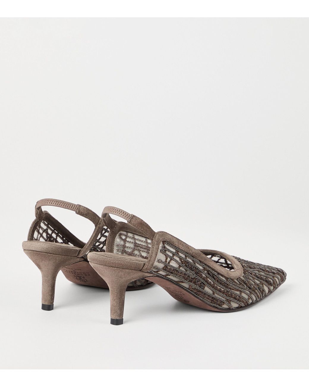 Brunello Cucinelli Glistening Abstract Embroidery City Pumps