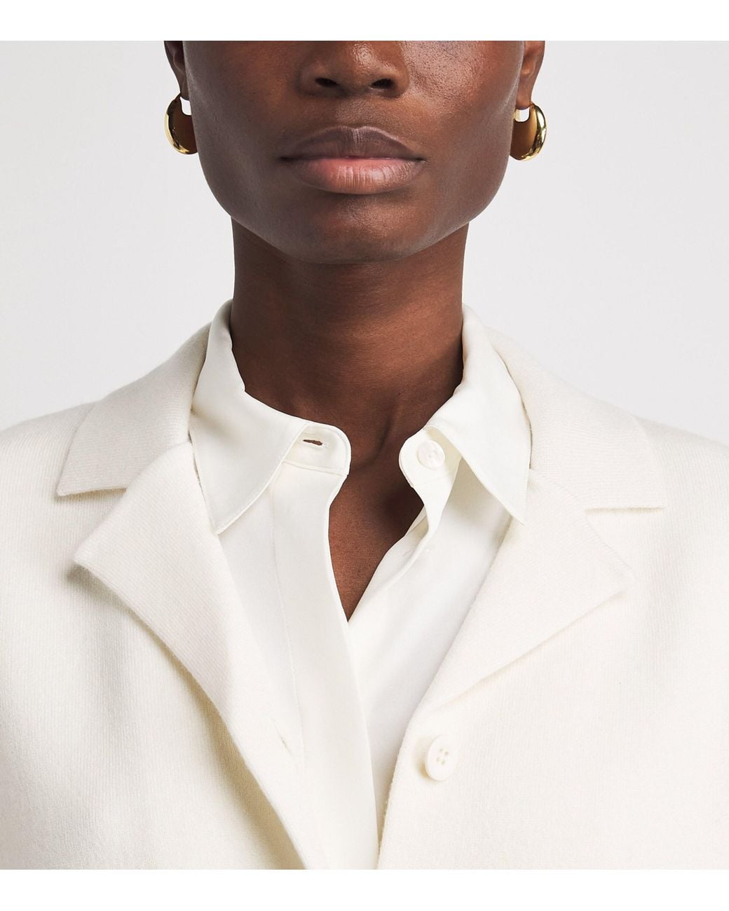 Vince White Wool-Cotton Blend Cardigan