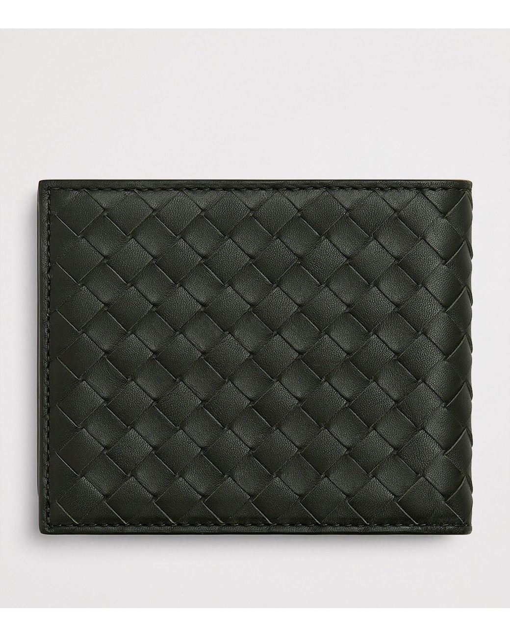 Bottega Veneta Black Leather Intrecciato Piccolo Bifold Wallet for men