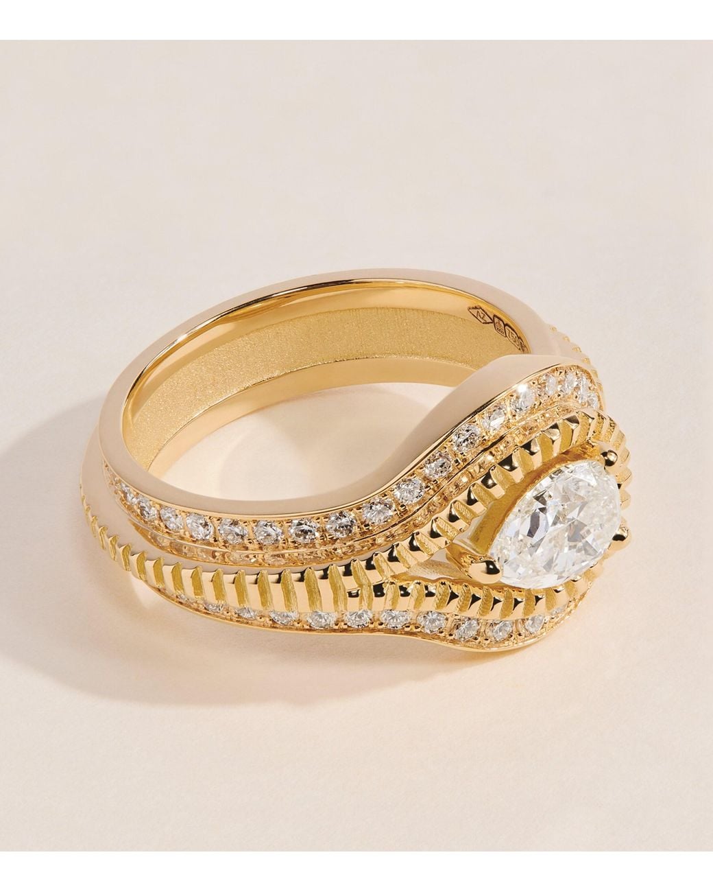 Azlee Natural And Diamond Dewdrop Ring