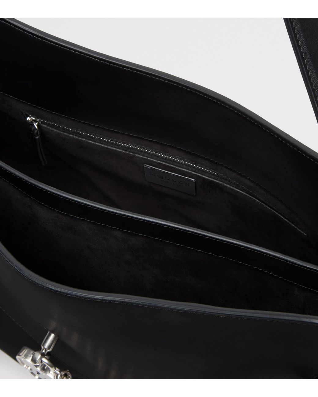 McQueen Black Maxi Calfskin Locke Top-Handle Bag