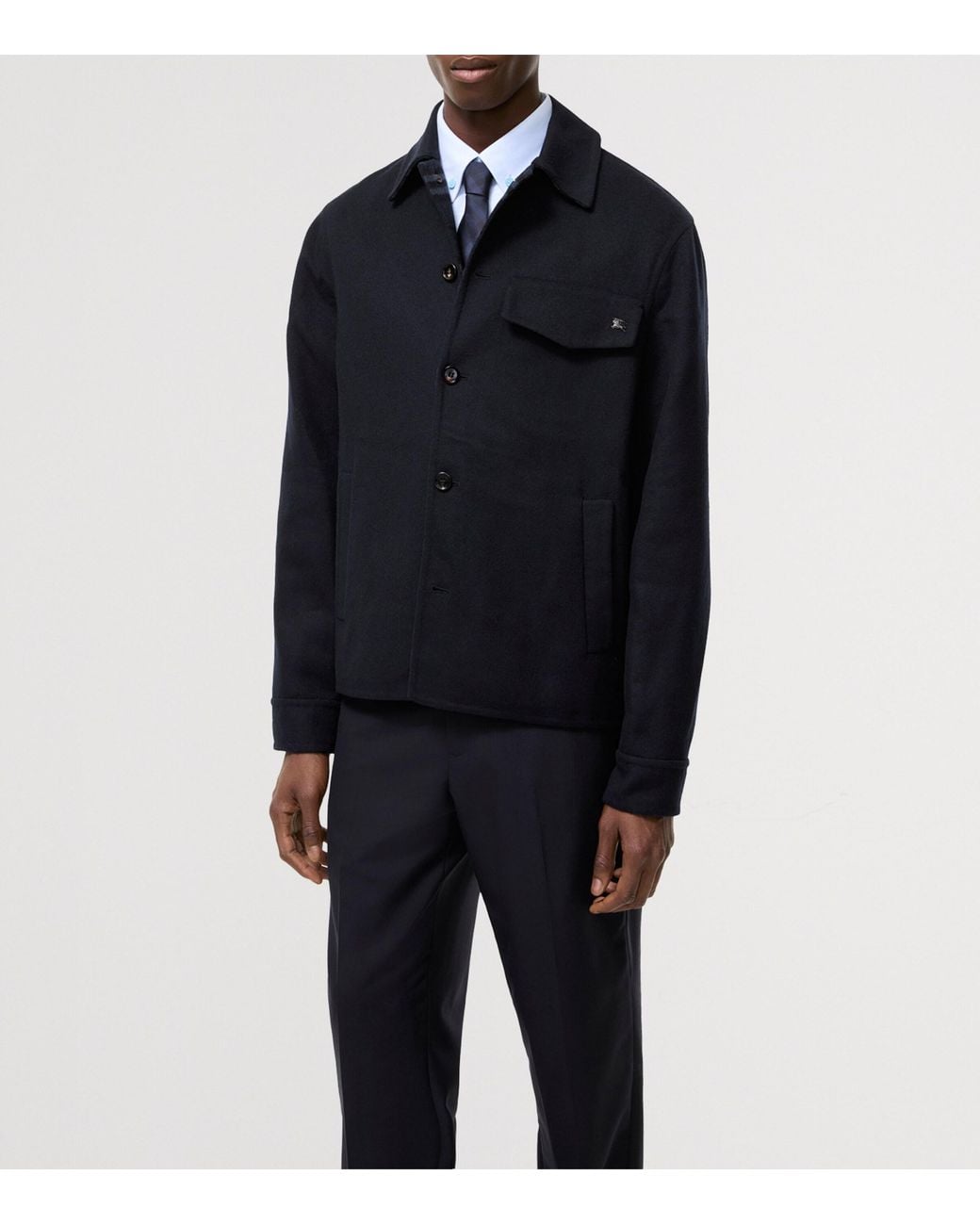 Burberry Blue Wool Shacket Overshirt for men