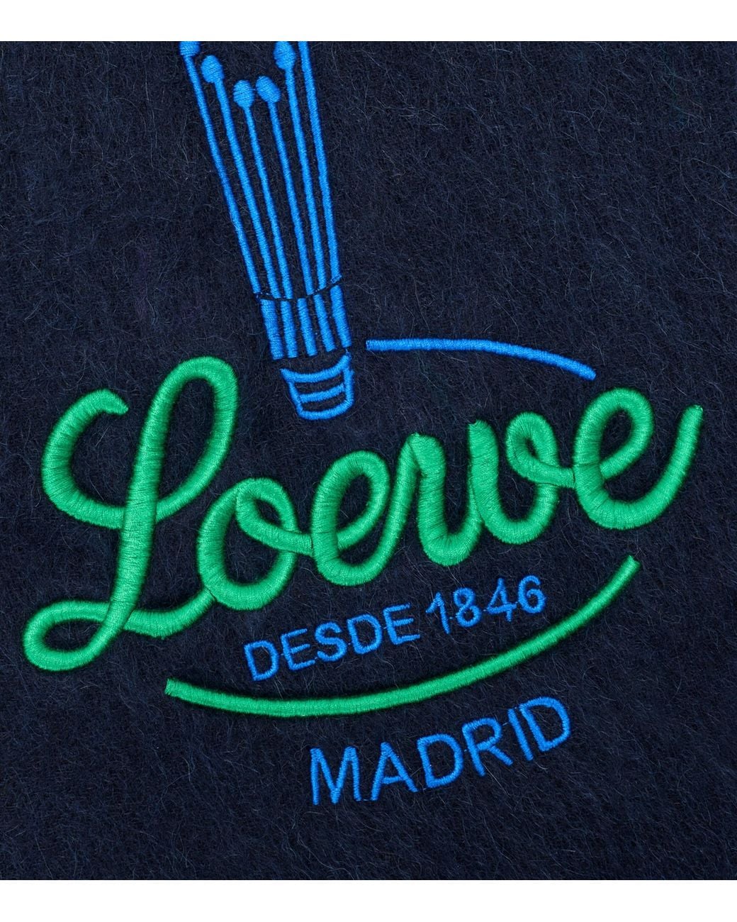 Loewe Blue Alpaca-Wool Embroidered Scarf
