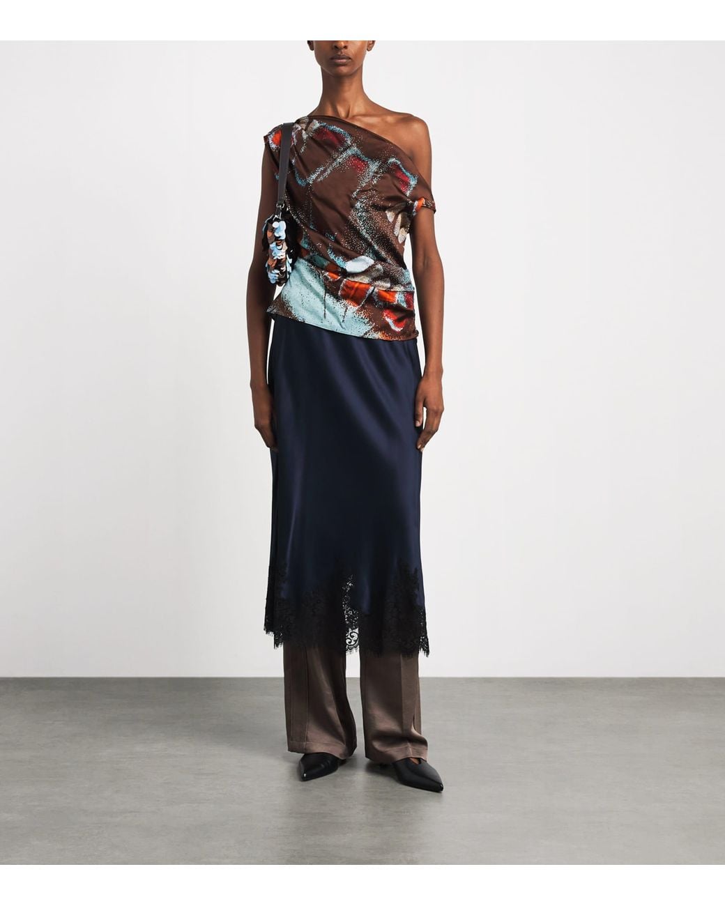 Staud Multicolor Silk-Blend Phare Asymmetric Top