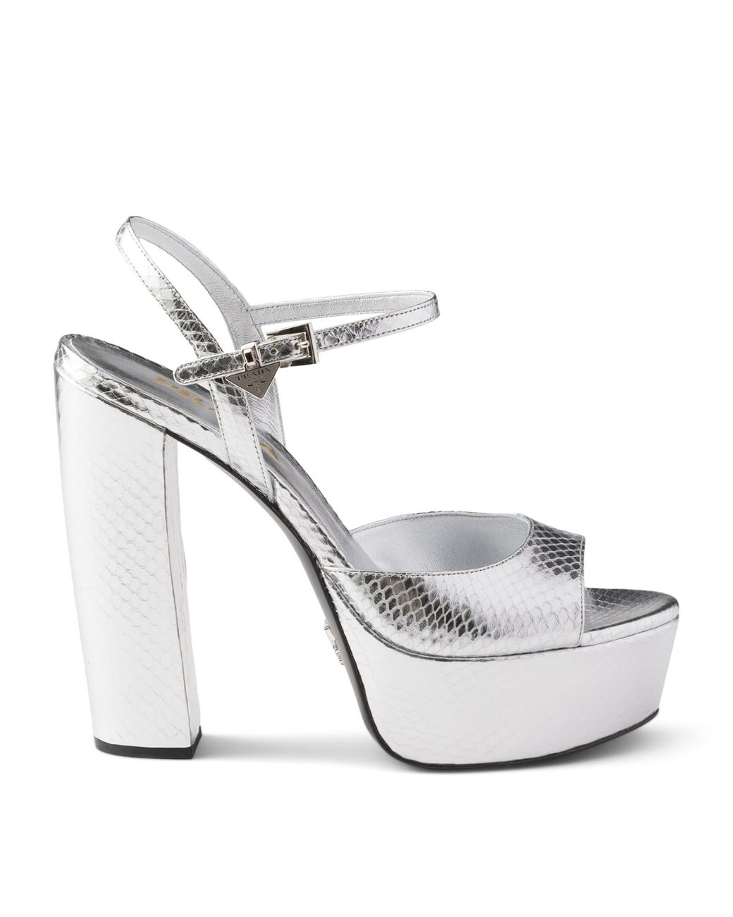 Prada White Snakeskin Platform Sandals 115