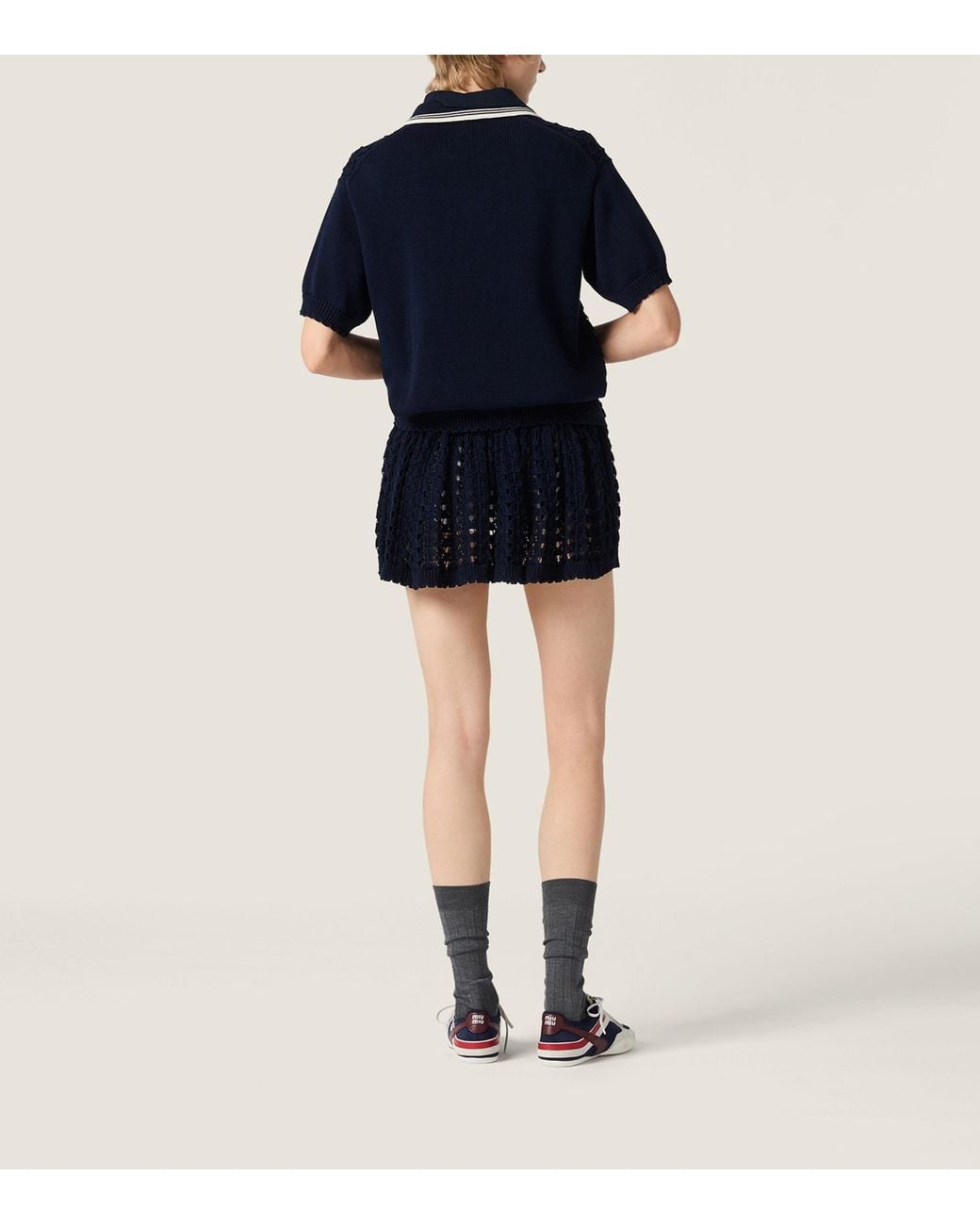 Miu Miu Blue Cotton Polo Sweater