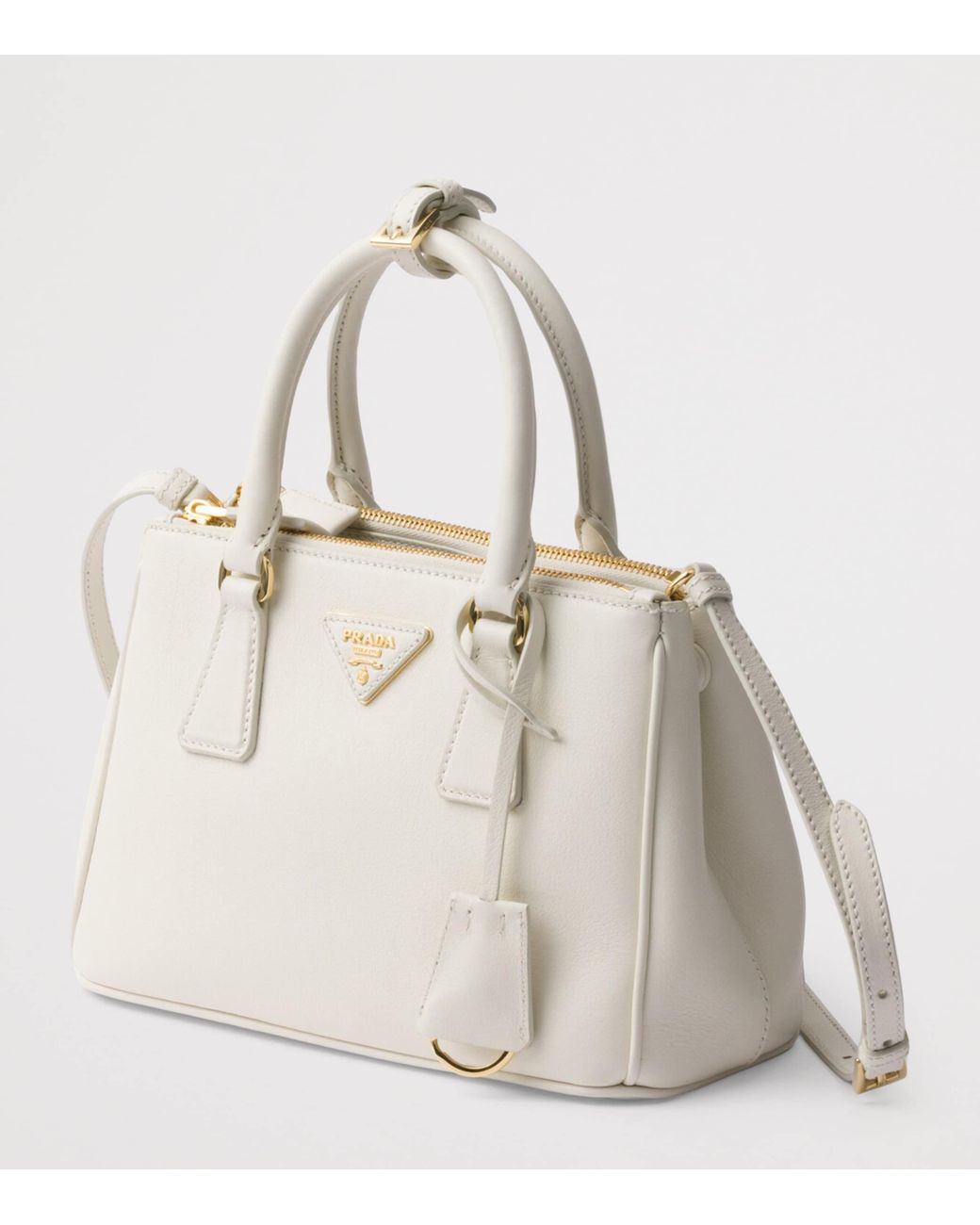Prada Natural Small Leather Galleria Top-Handle Bag