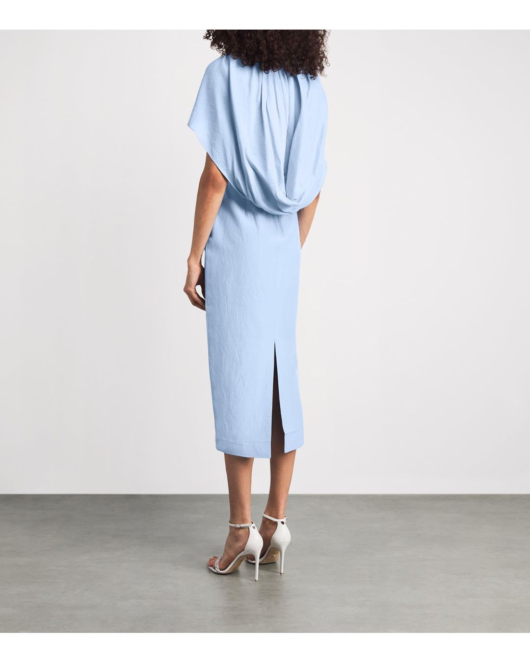 Roland Mouret Blue Cape-Detail Midi Dress