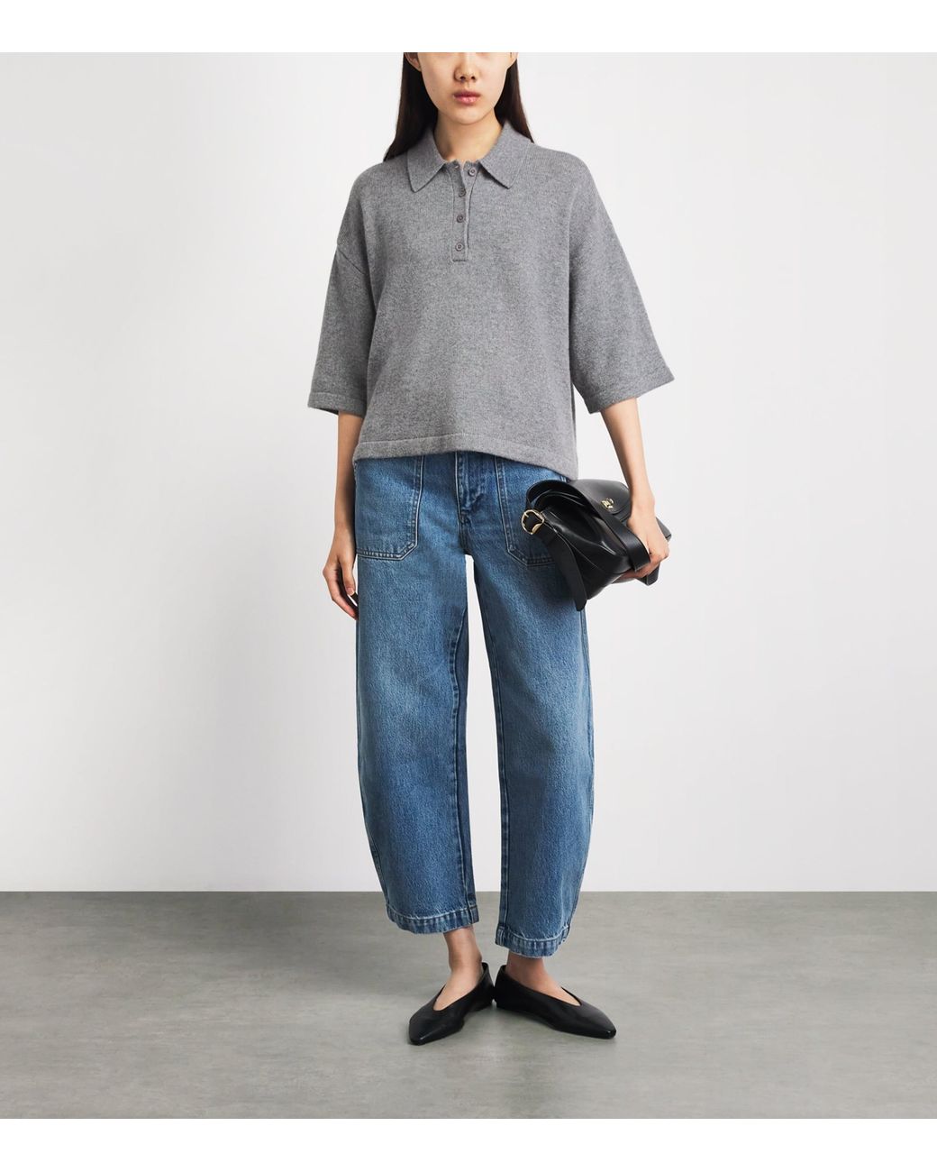 FRAME Gray Cashmere The Academy Polo Shirt