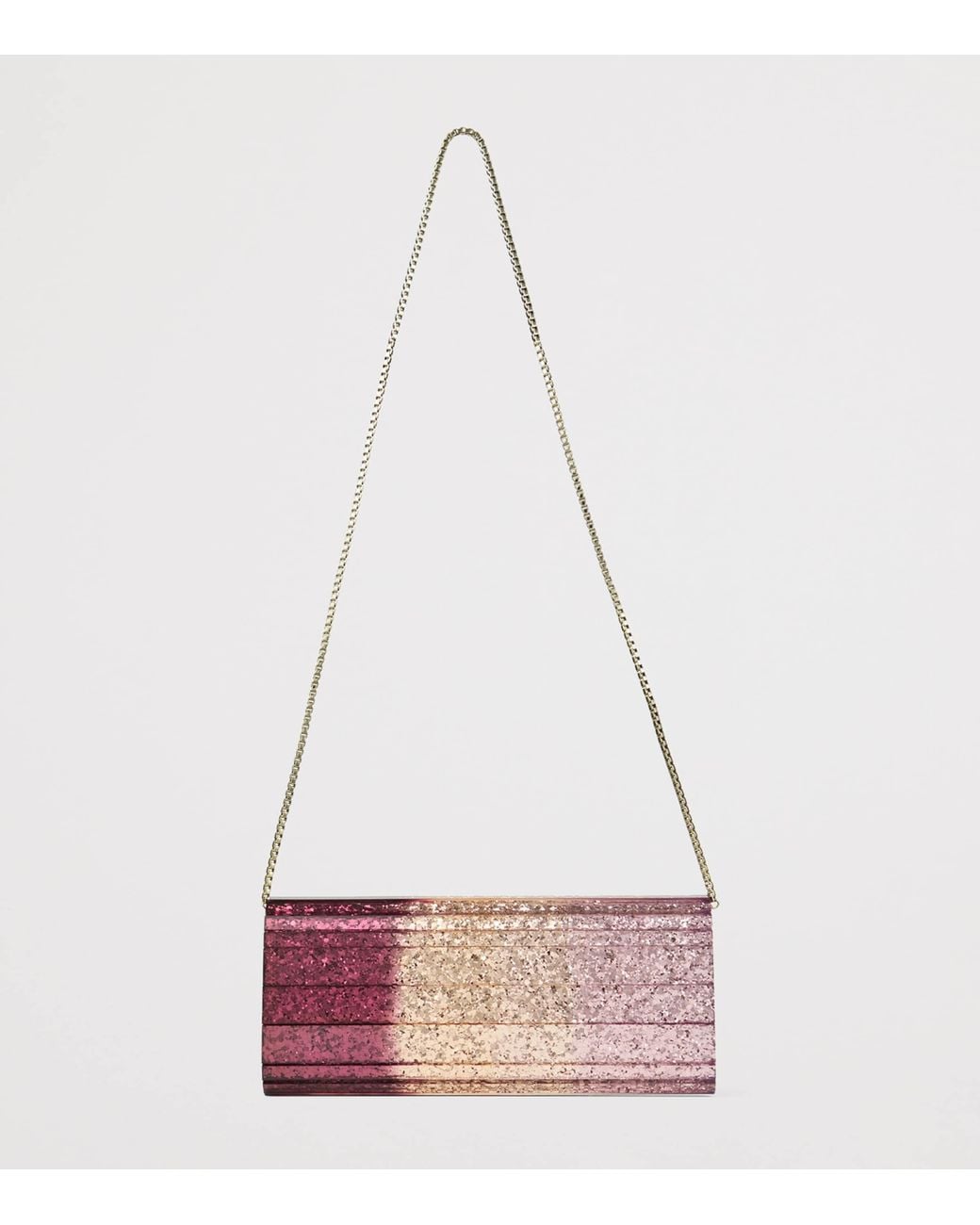 Jimmy Choo Pink Sweetie Silky Dégradé Glitter Plexi Clutch Bag