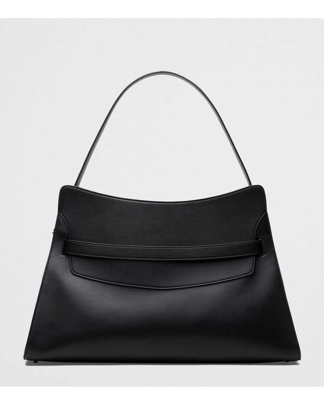 McQueen Black Maxi Calfskin Locke Top-Handle Bag