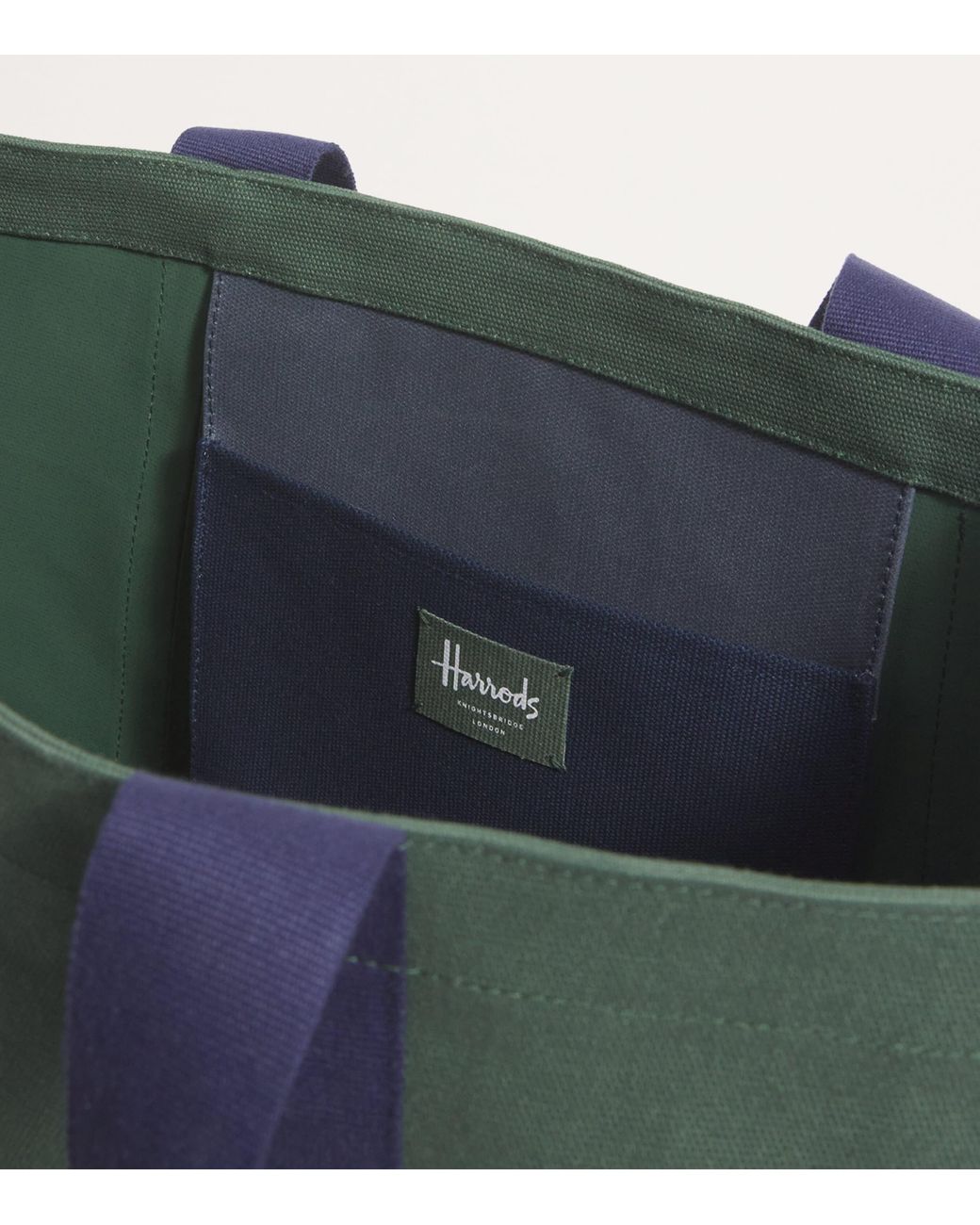 Harrods Green Large Cotton Logo Tote Bag