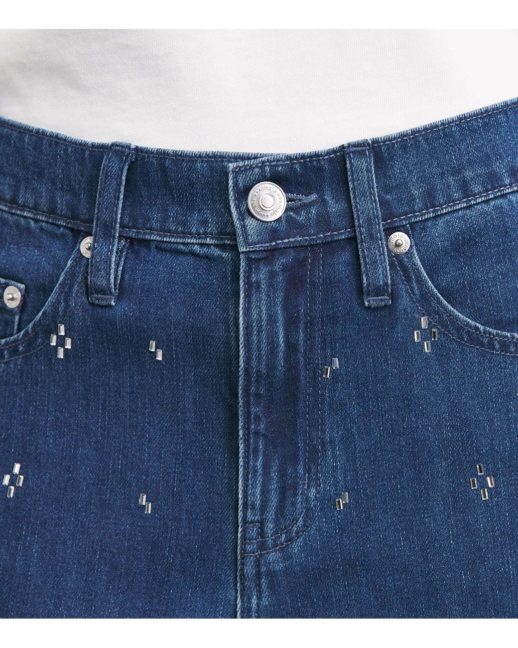 Maje Blue Embellished Wide-Leg Jeans