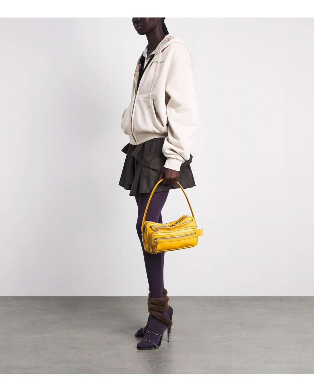 Acne Yellow Leather Camero Party Shoulder Bag
