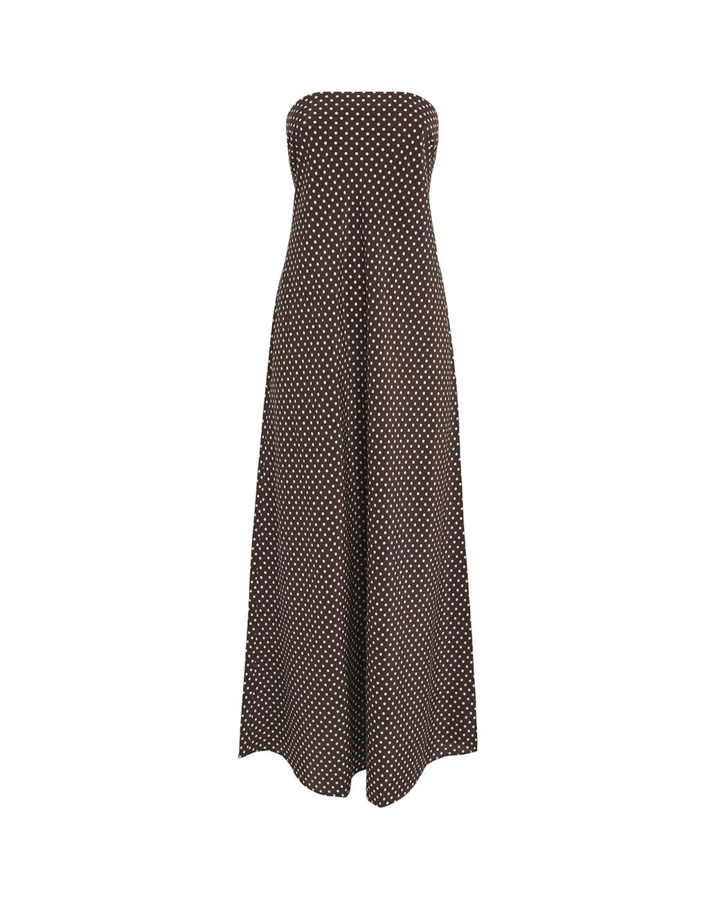Matteau Brown Silk Polka Dot Maxi Dress