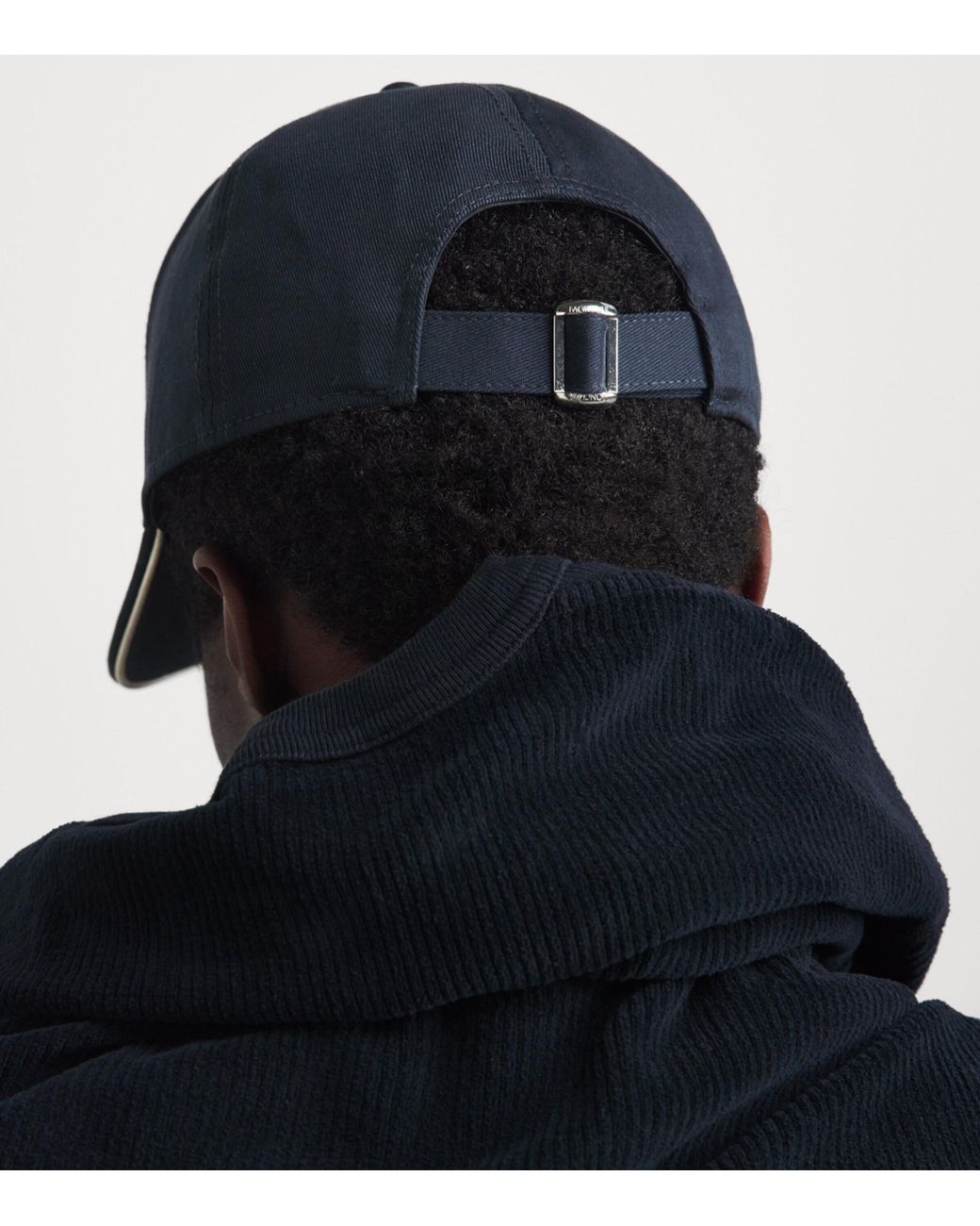 Moncler Blue Cotton Logo Baseball Cap for men