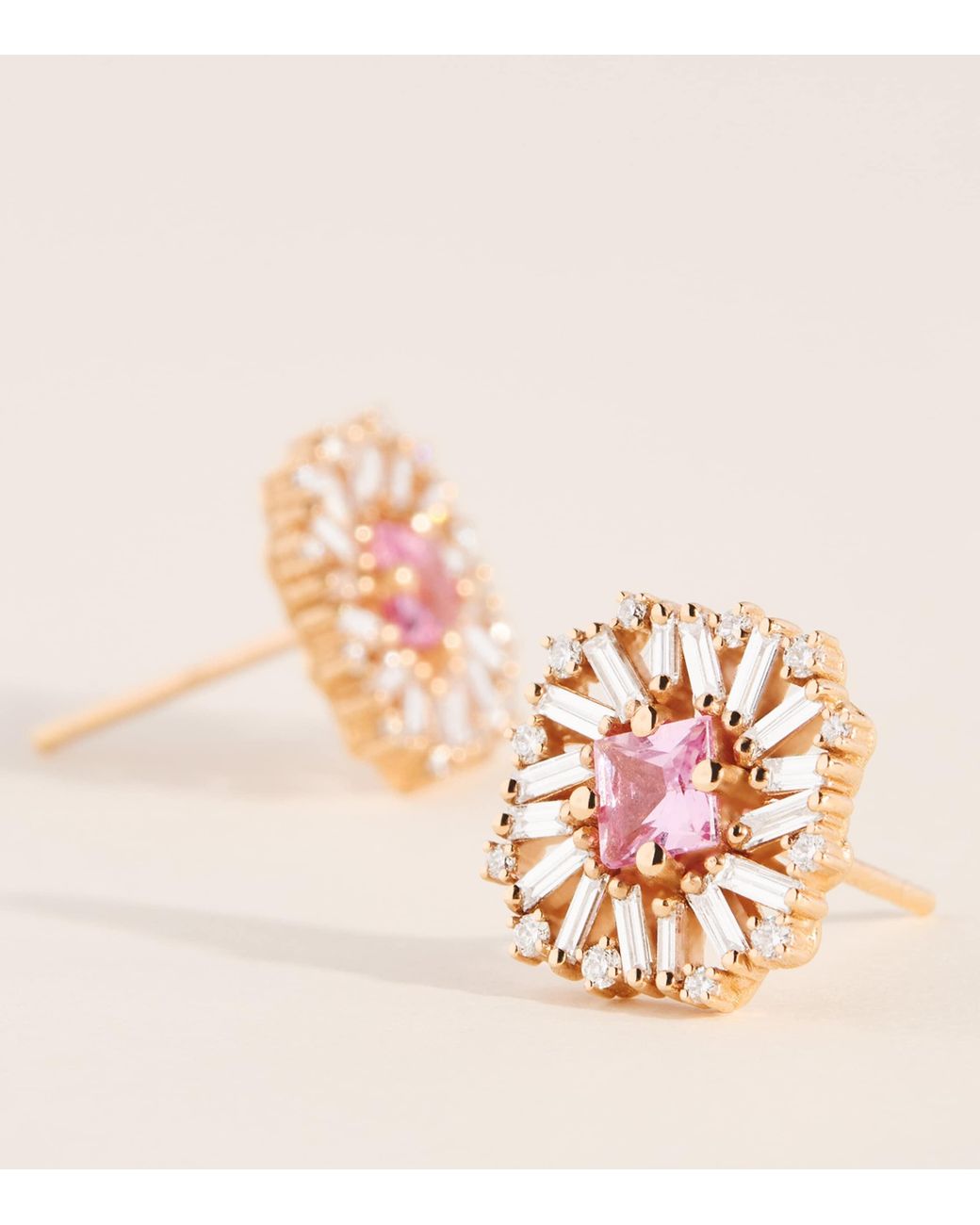 Suzanne Kalan Pink Sapphire And Diamond Flower Stud Earrings