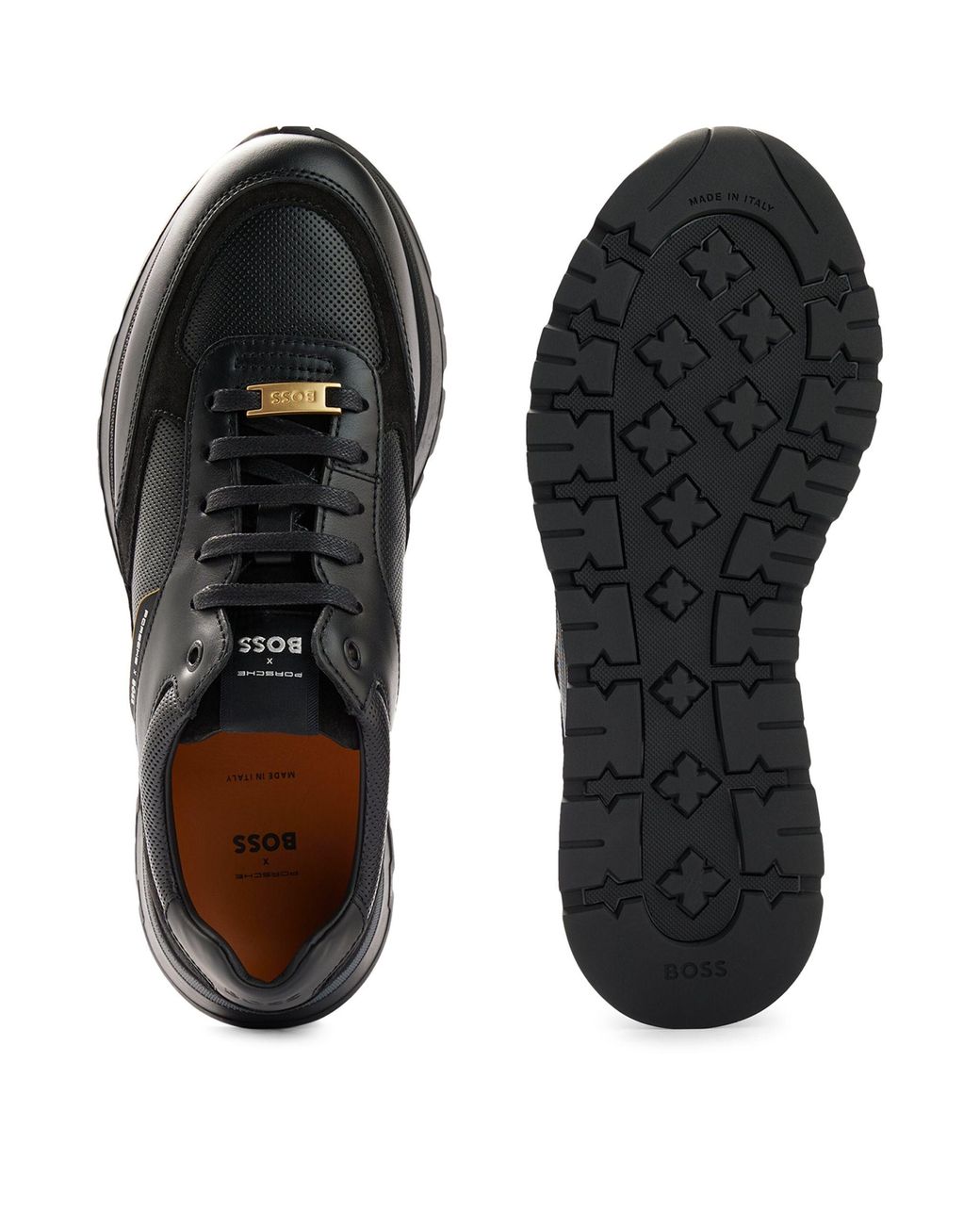 BOSS by HUGO BOSS X Porsche Leather Perforated Sneakers in Black for Men |  Lyst