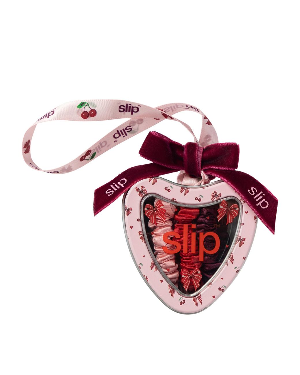 Slip Red Pure Silk Emmie Skinny Scrunchie Trio Tree Decoration