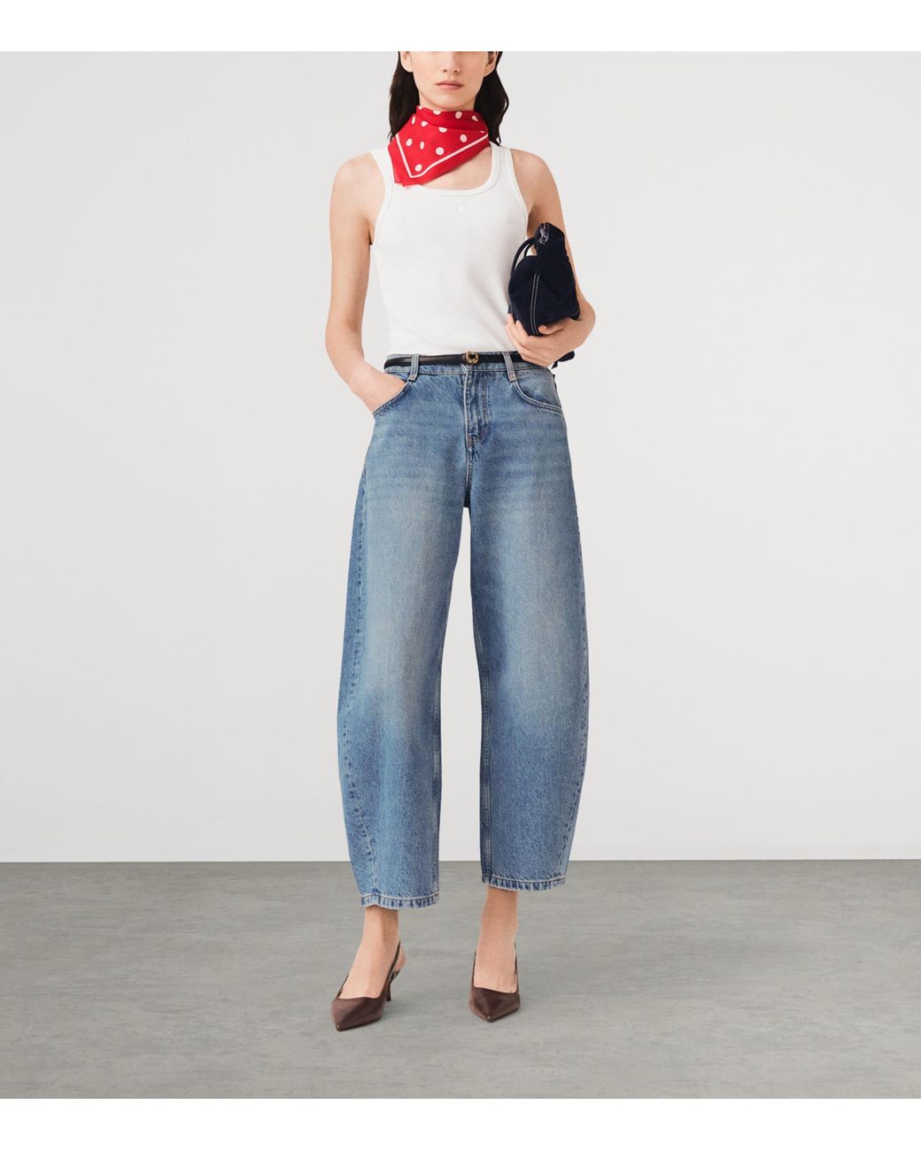 Maje Blue Cropped Barrel Jeans