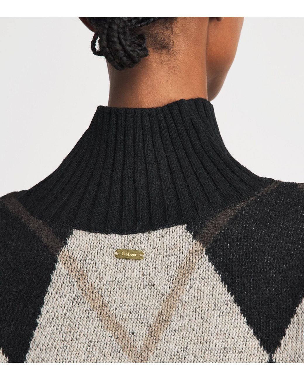 Barbour Black Wool-Blend Argyle Marlow Sweater