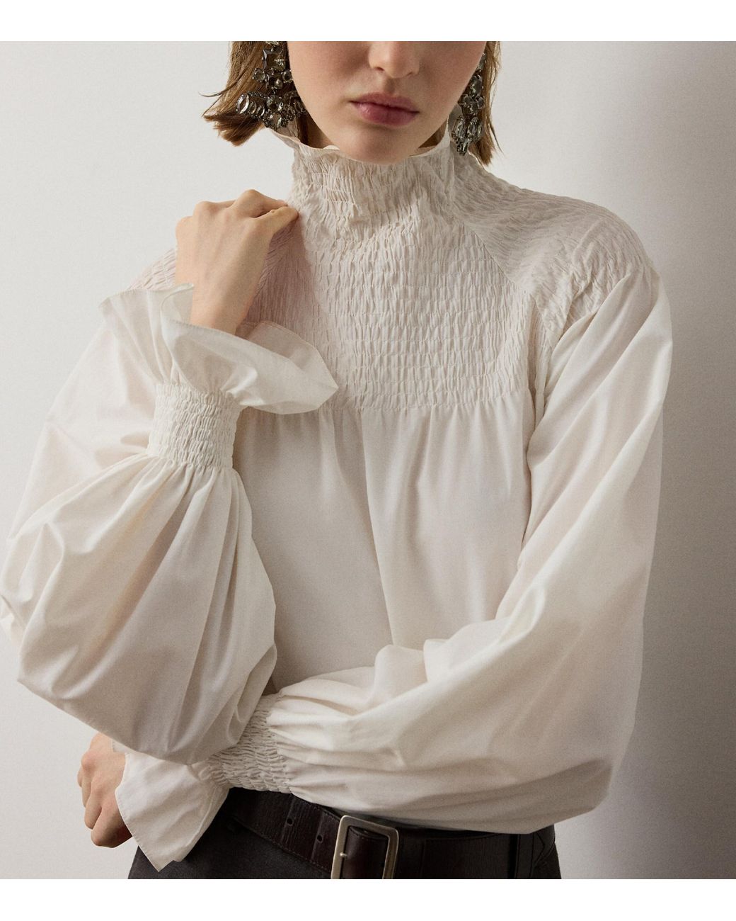 Ralph Lauren White Poplin Maddison Blouse
