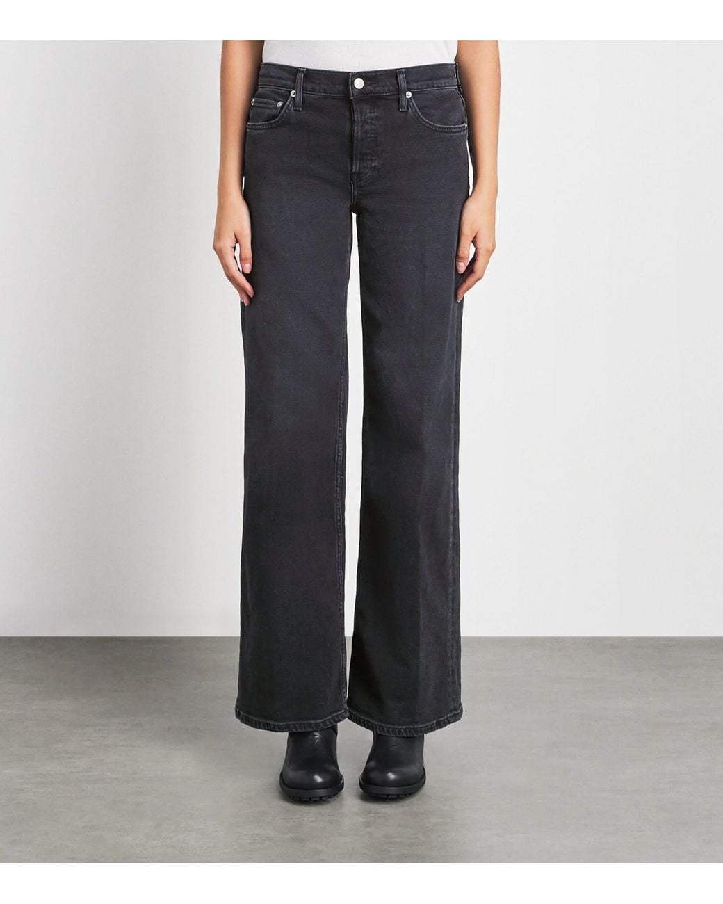 Re/done Blue Laurel Mid-Rise Wide-Leg Jeans