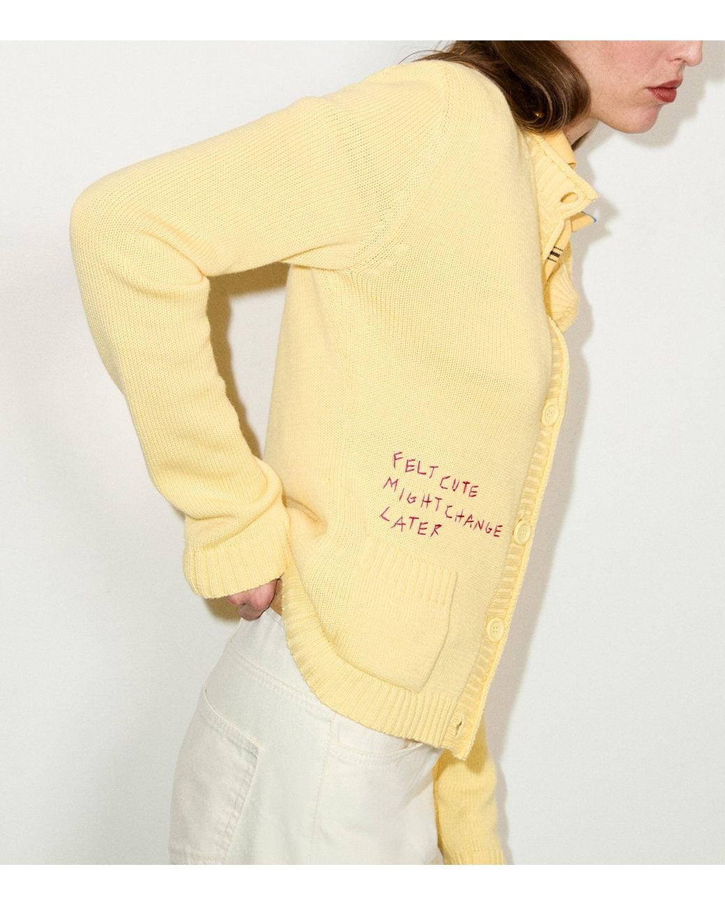 MAX&Co. Yellow Embroidered Cardigan