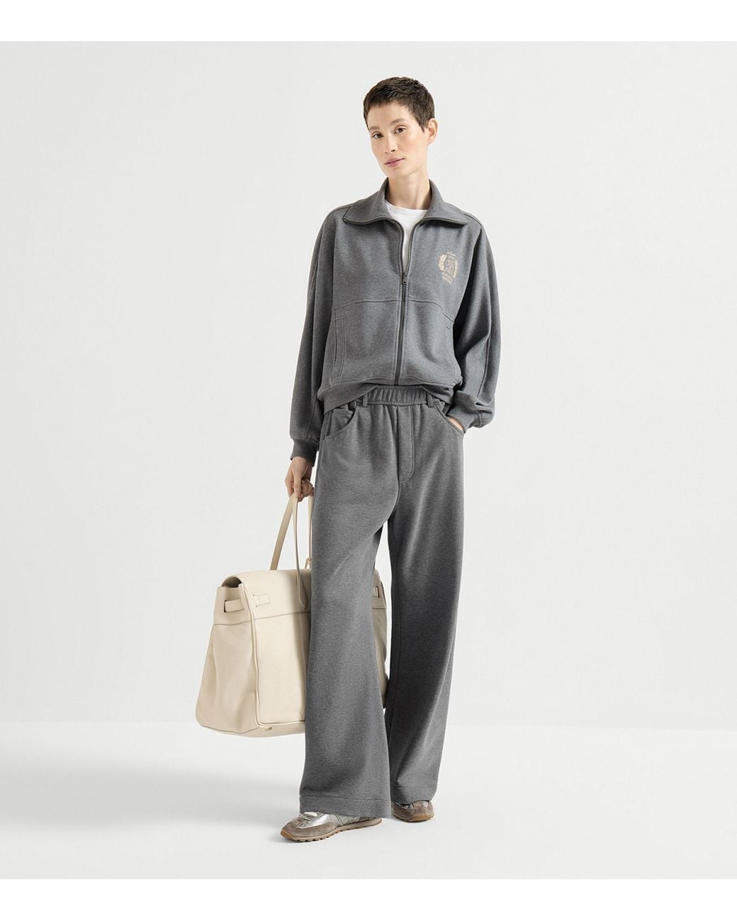 Brunello Cucinelli Gray Cotton French Terry Trousers